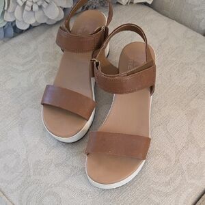 Brown Women's Platform Sandals with Ankle Strap